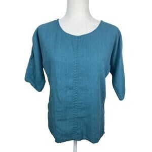Linenbeen 100% Linen Top Jewel Tone Lagenlook Minimalist Casual Size Medium